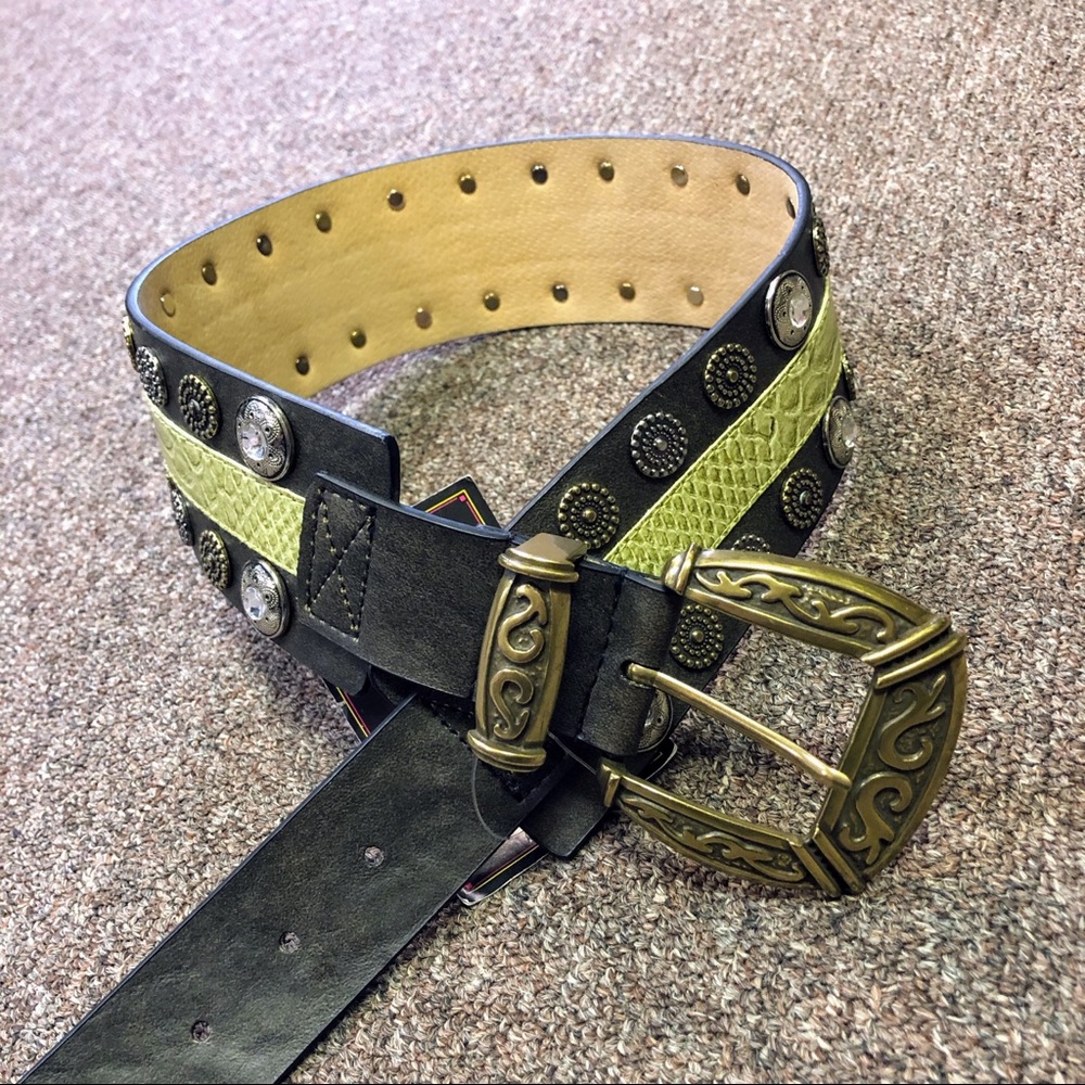 Wildfire Green Leather Snake Print Inlay